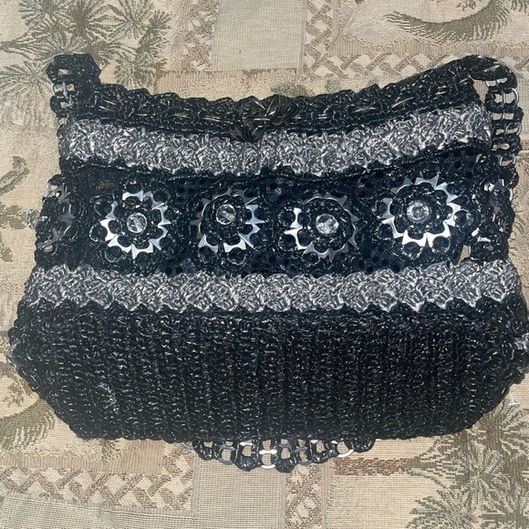 Handmade bag🖤Mexican bag woven purse shoulder bag bottle cap bag floral bag - Picture 12 of 14